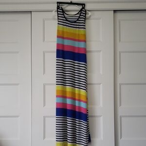 Striped Maxi Dress with Multicolor Design